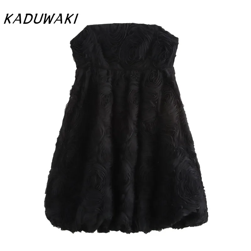 KADUWAKI Модное сексуальное бюстье без бретелек Черное короткое платье Vestidos