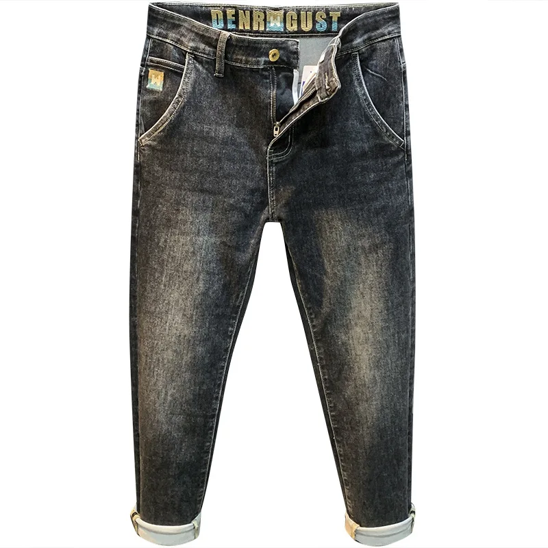 Высококачественные джинсы для мужчин весна-осень 2024 облегающие с вышивкой