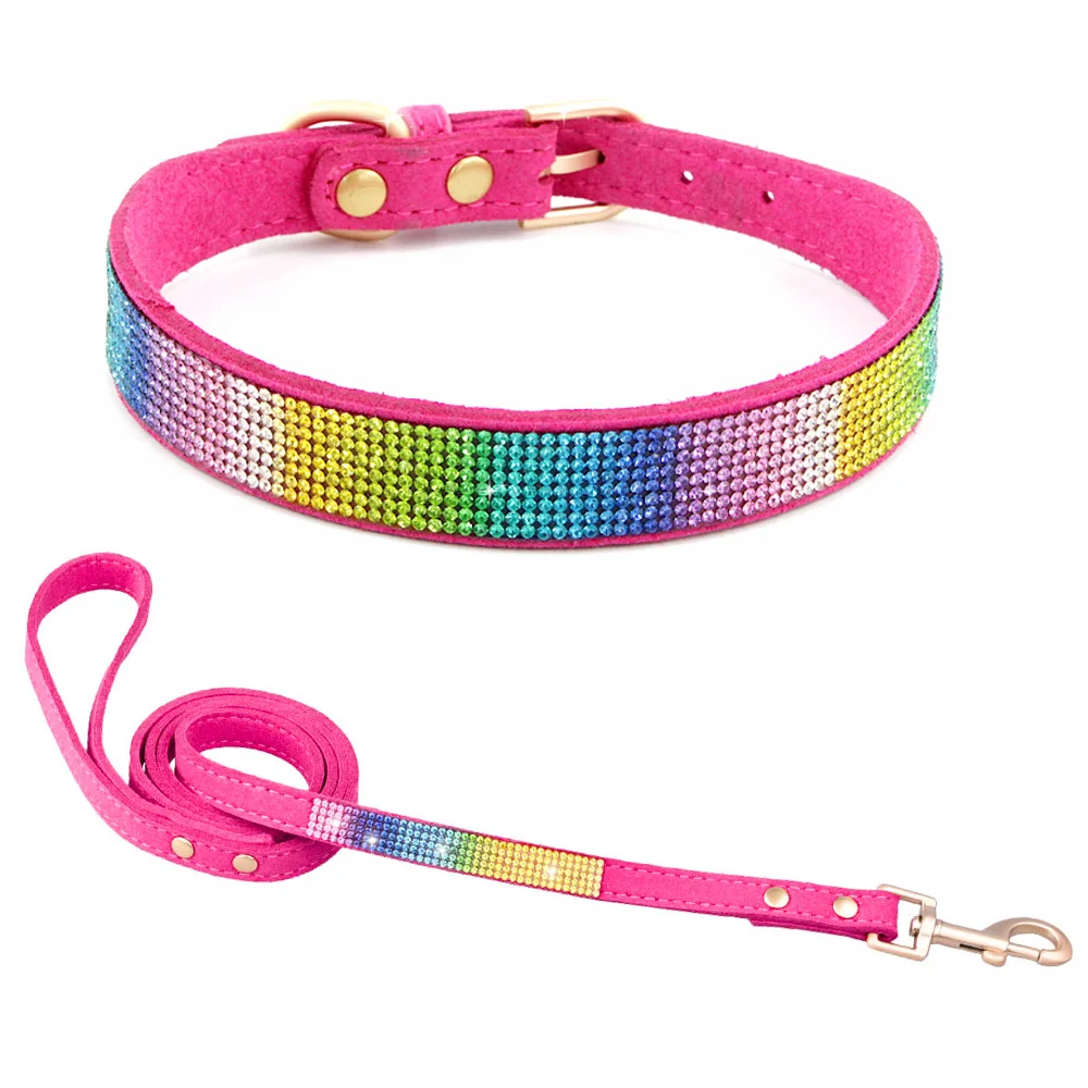 Hot Selling Sparkling Rhinestone Pet Necklace Exquisite Jewelry Dog Collar Leash