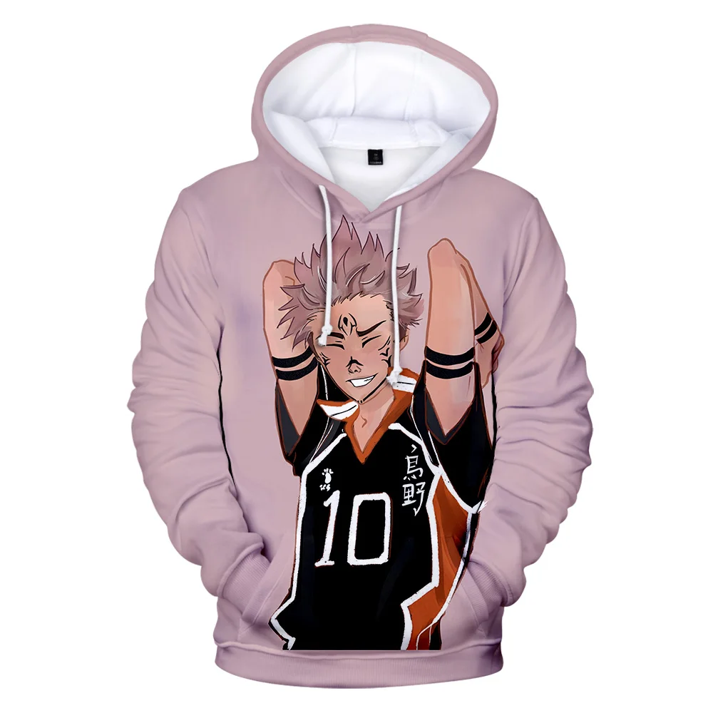 

Классный Haikyu! Толстовка с капюшоном с 3d рисунком аниме, Свитшот юютсу кайсен X Haikyuu, пуловеры для взрослых и детей, Повседневная Уличная одежд...