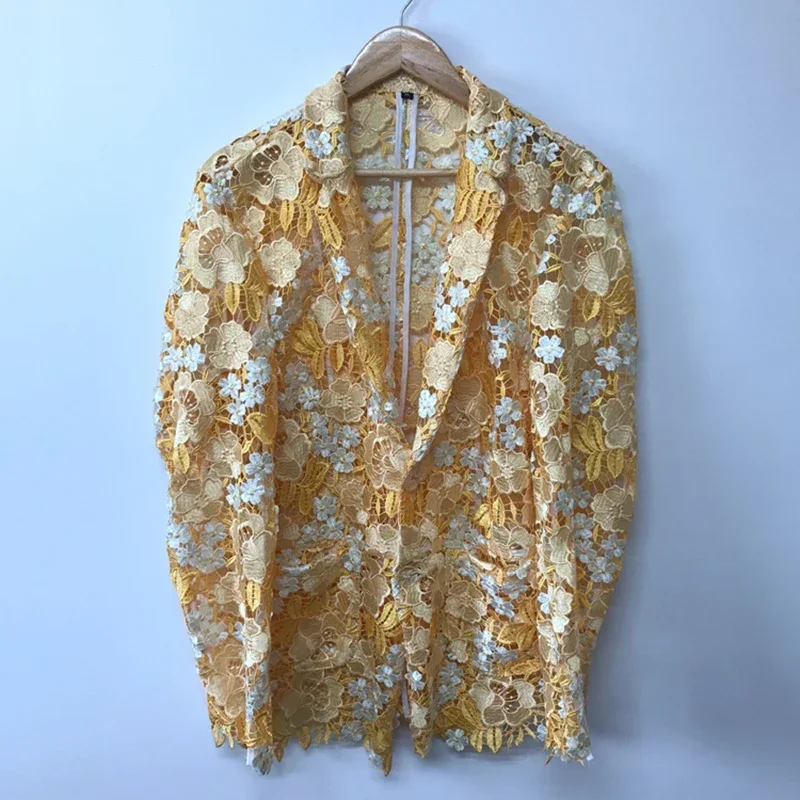 Мужской блейзер с вышивкой однобортный привлекательный для осени 21F3685