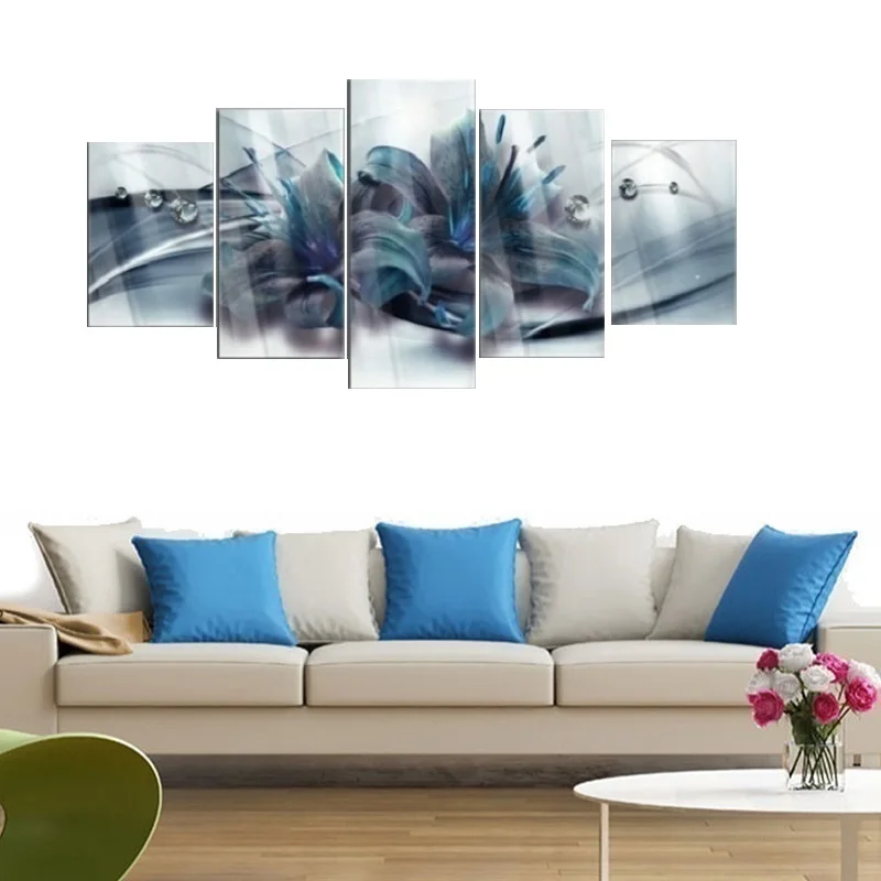 

5pcs Unframed Abstract HD Colorful Flowers Print Modern Home Decoration Canvas Oil Painting