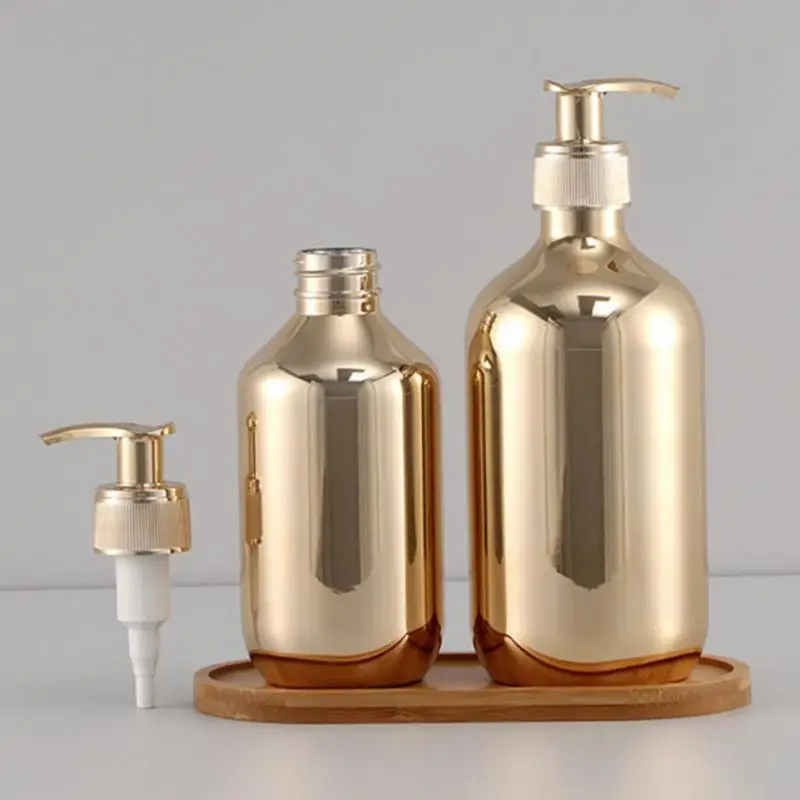 

300ml/500ml Bath Hand Soap Dispensers Silver Plating Liquid Soap Bottles Bathroom Kitchen Refillable Shampoo Shower Gel Bottles