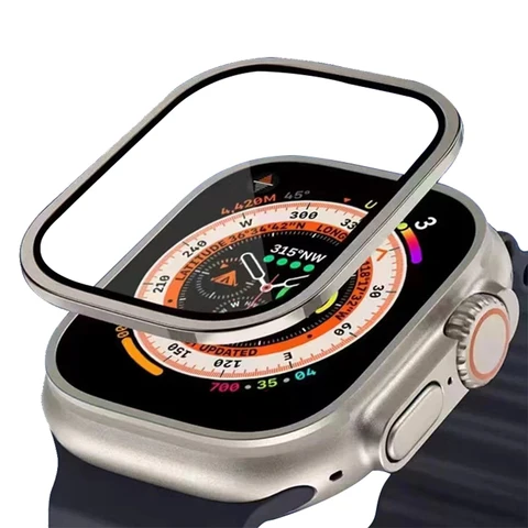Закаленное стекло для Apple Watch Ultra 2, защита экрана 49 мм, металлическая рамка, защита от царапин, аксессуары для IWatch Series Ultra 49 мм