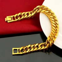 11mm thick mens bracelet tight double curb chain 18k yellow gold filled solid classic men jewelry 8 6in long birthday gift