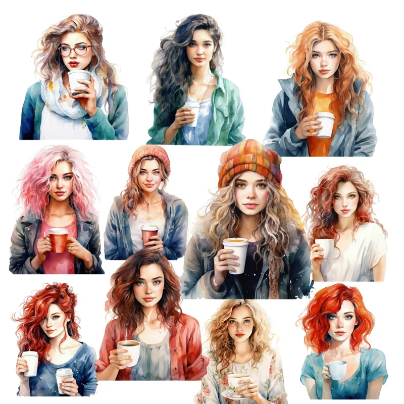 

Набор наклеек BLINGIRD "Девушка с кофе"