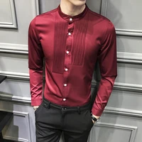 2022 spring long sleeve formal shirts for men solid slim basic turn down collar business dress shirts camisas masculina fitness