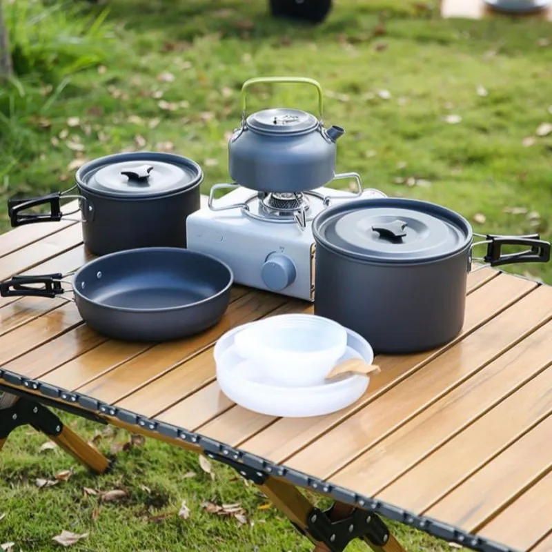 

Camping Pots And Pans Portable Folding Picnic Pot Set Outdoor Hiking Hiking Cooking Boiling Kettle Cookware Equipment