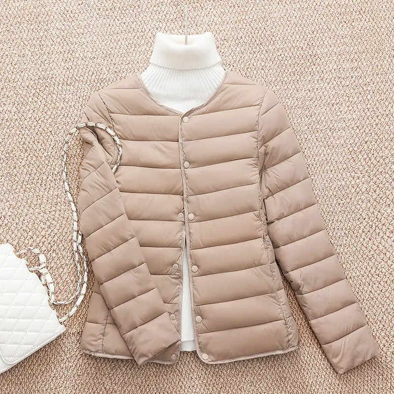 Autumn Winter Women's Jacket Lightweight Down Cotton Jacket Warm Korean Fashion Coat Parkas Loose Casual Solid Color Outerwear