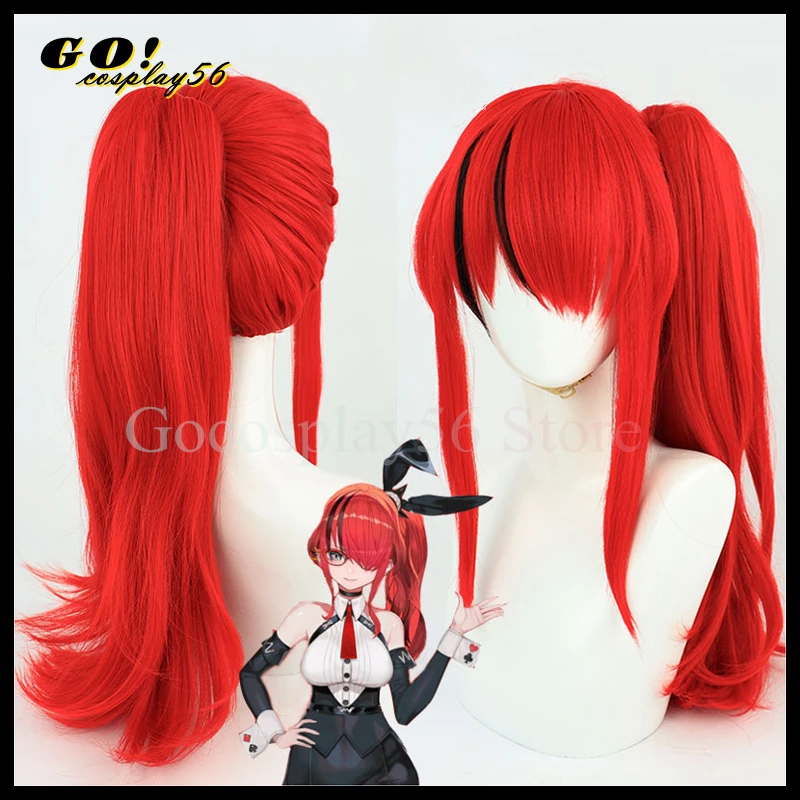 

VTuber Lain Paterson Cosplay Wig NIJISANJI Red Long High Ponytail Synthetic Hair Virtual Youtuber LIVE Idol Girls Headwear