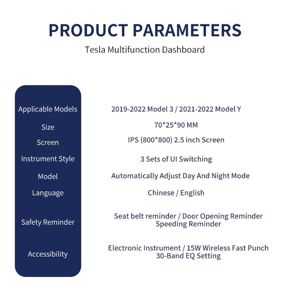 

ЖК-дисплей на голову для Tesla Model Y Дисплей пробега скорости двери открытый информационный прибор мультимедийный проекционный дисплей