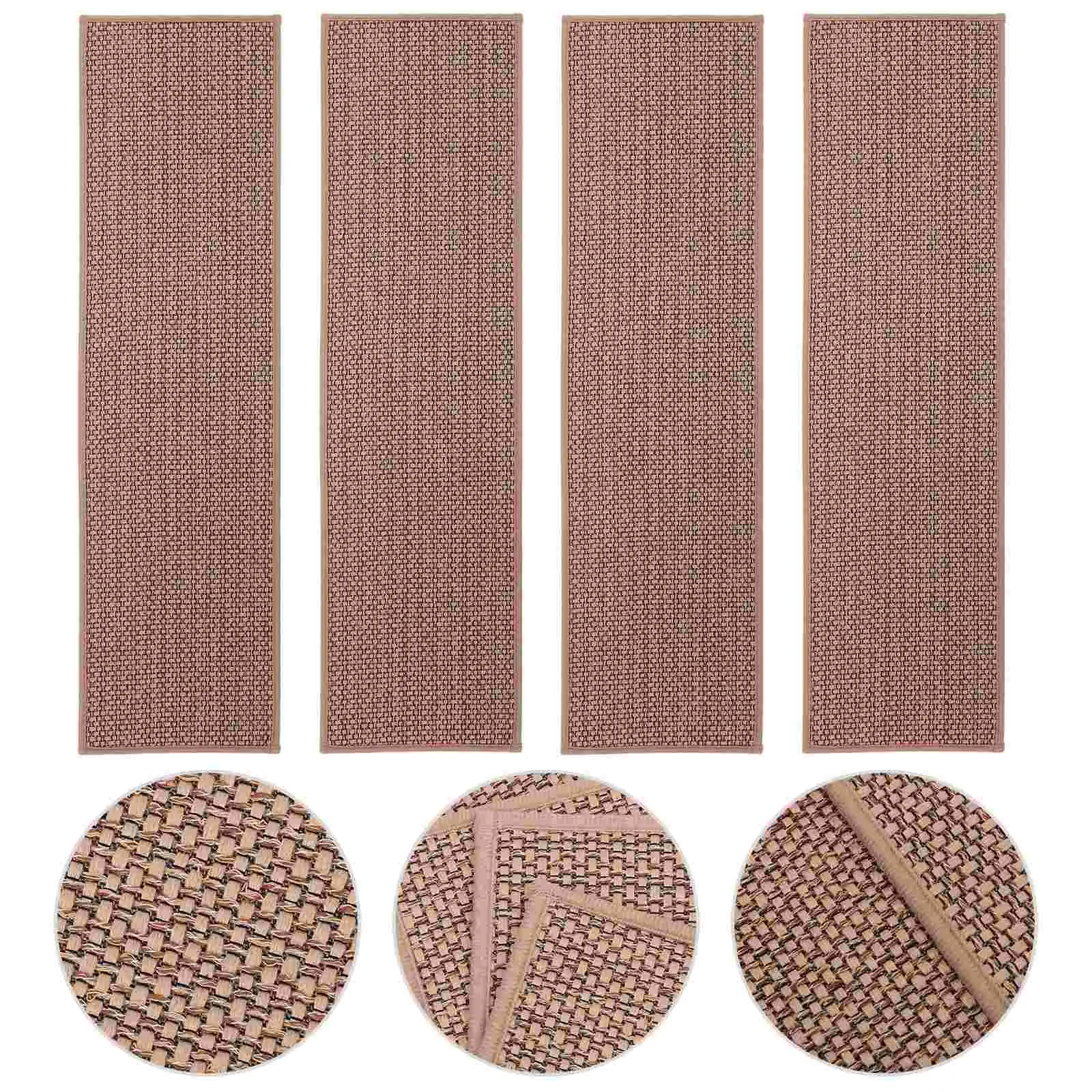 

4pcs Stair Runner Carpet Stick On Runner Rug Wooden Step Stair Tread Accessory