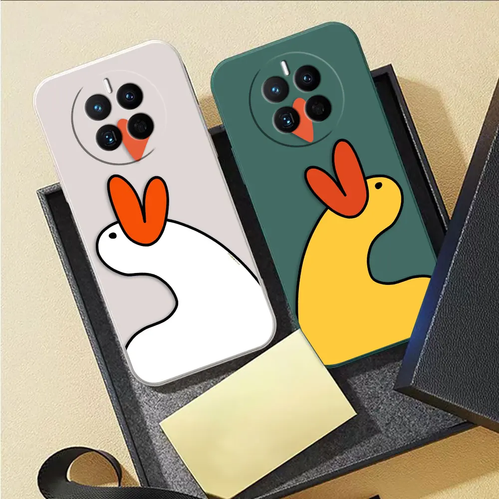 Cute Duck Lover Phone Case For Huawei MATE 10 20 20X 30 40 50 P20 P30 P40 P50 P60 PRO PLUS Colour Liquid Case Cover Funda Shell