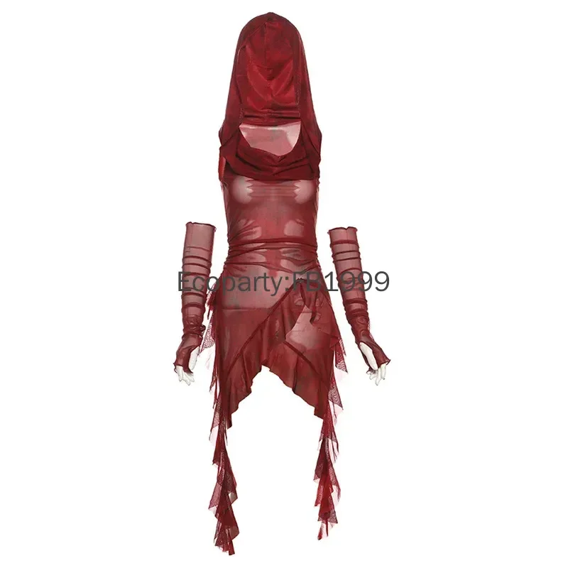 Женская прозрачная однотонная футболка с капюшоном и рюшами S/M/L цвет в