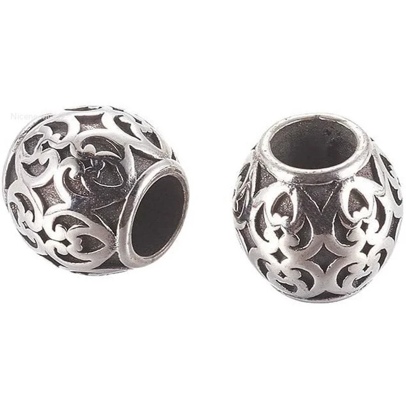 

10 шт. античные серебряные круглые бусины с классическим Европейским узором, металлические шарики из нержавеющей стали для изготовления фур...
