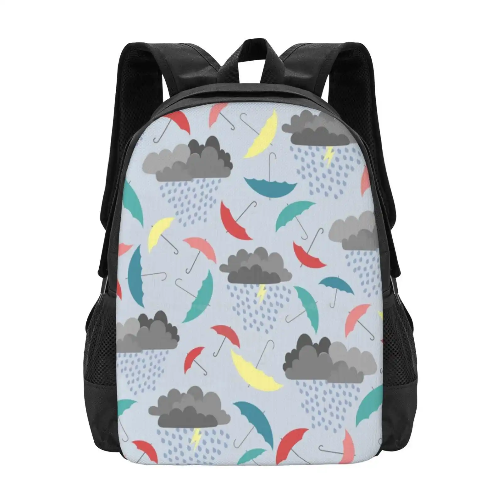 

Школьные портфели для девочек-подростков, дорожные сумки для ноутбука с рисунком дождливых дней, с зонтиками, молнией, облаками, осадками для погоды