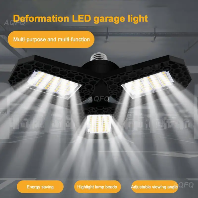 

40/60/80W LED Garage Light E26/E27 Deformation Folding Lamp Highlight Energy Saving Ceiling Light For Indoor Warehouse Workshop