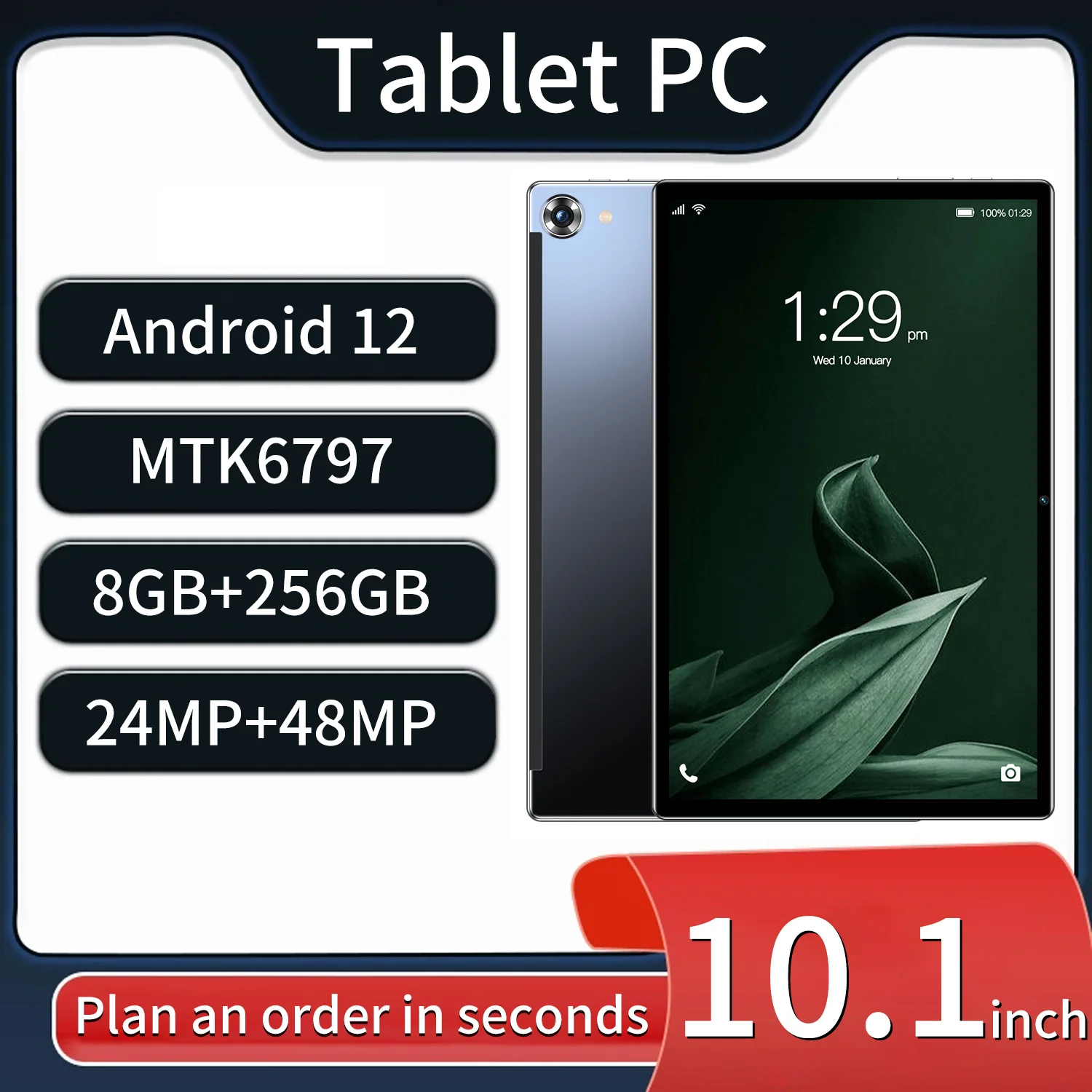 

ERZHOU 8G+256GB 8000mAh Android 12 Global Version New Pad 10.1 Inch WiFi Tablet PC Tab Dual SIM Tablet Camera GPS 5G Call Phone