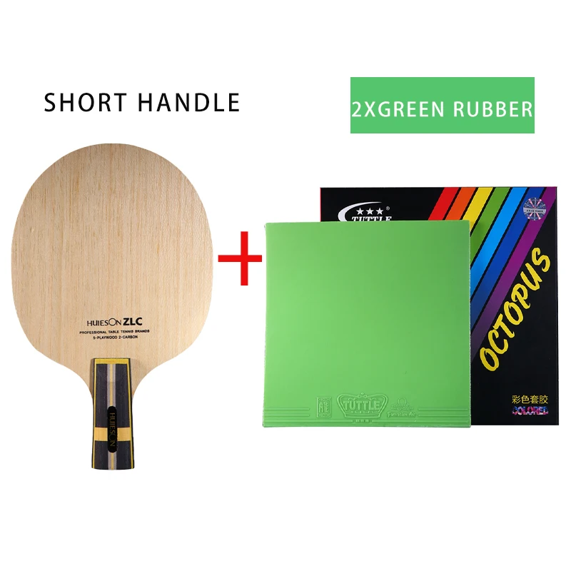 

1xBlade 2xRubbers HUIESON ZLC FL CS Table Tennis Racket 7Ply Short Long Handle ITTF Approved Pimples In KOKUTAKU Sponge Rubber