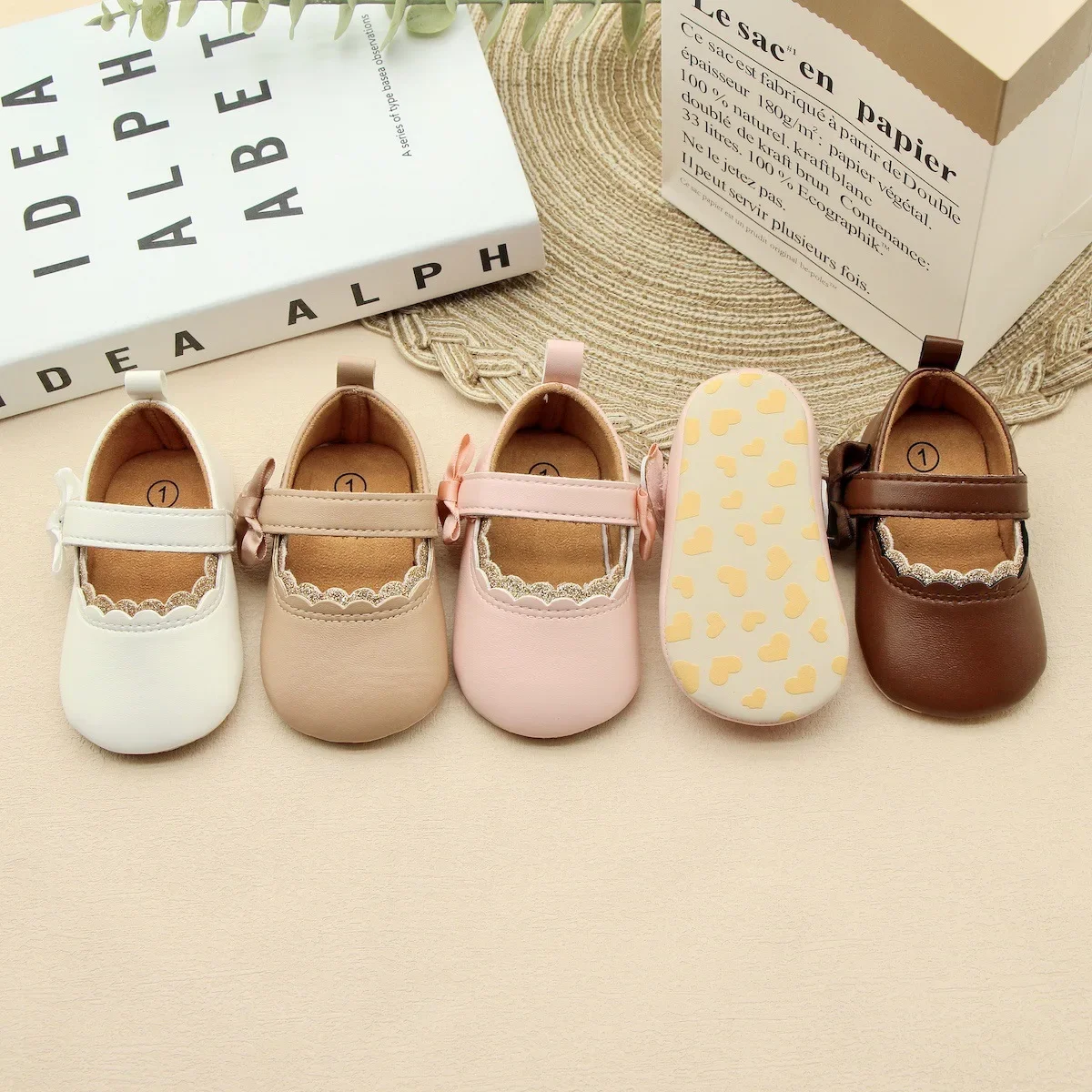 

Baby Girls' Toddler Shoes Single Shoes Leather Lace Baby Shoes Breathable Korean Soft-soled Princess Shoes 0-1 Year Old Bow