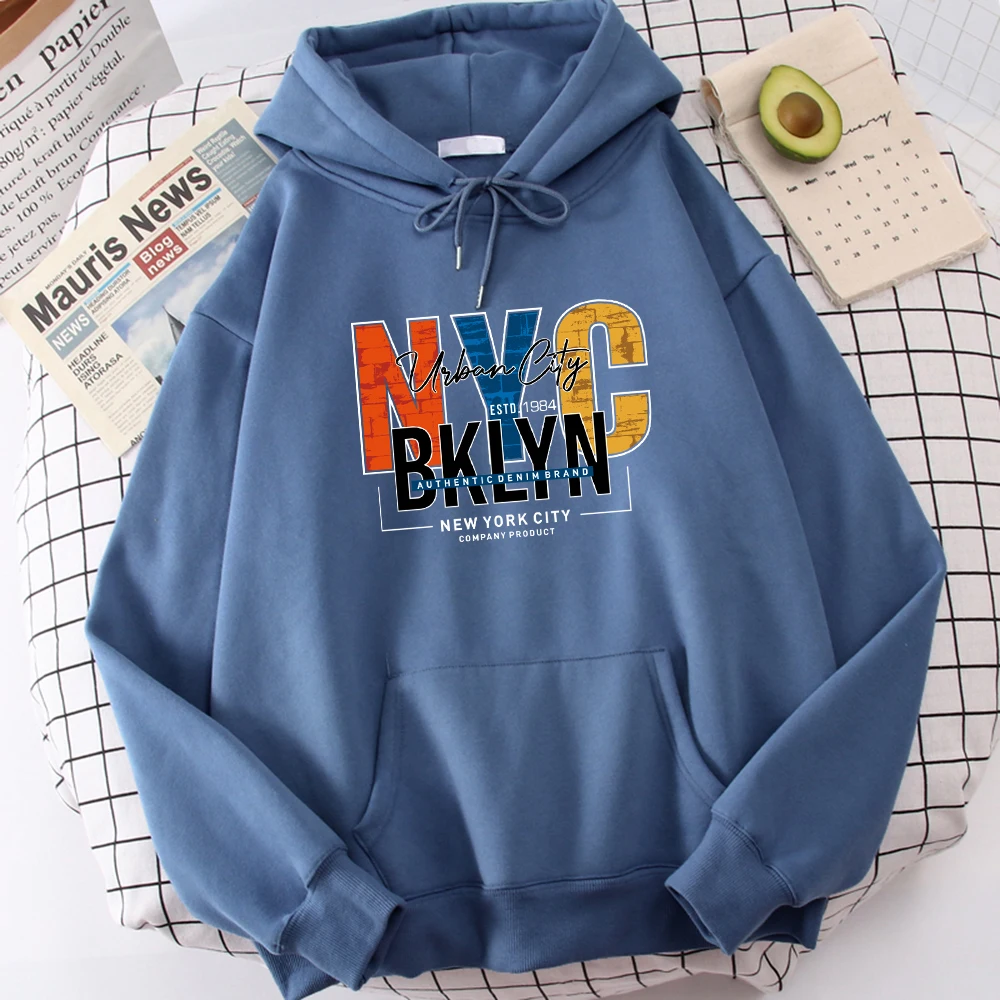 Мужская толстовка с капюшоном New York City Bklyn уличная повседневная свободная осенний