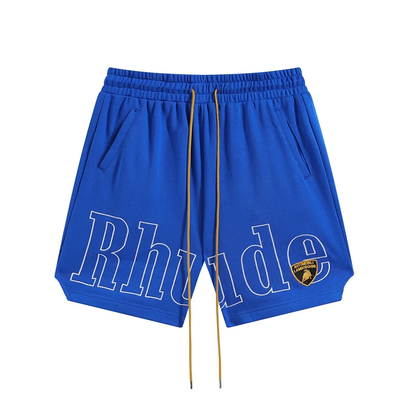 

Бриджи из ревеня с большим логотипом для мужчин и женщин, ярлык 1:1, шорты с кулиской лучшего качества для мужчин и женщин