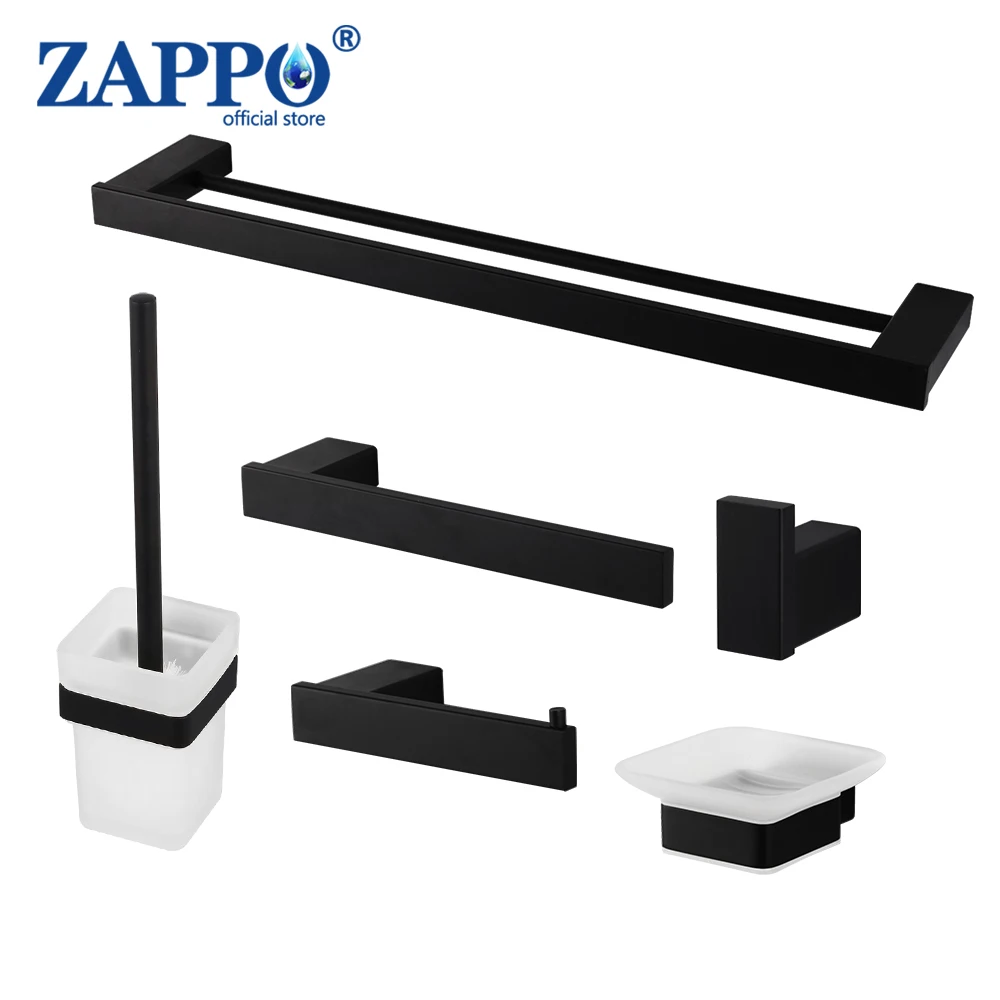 

Аксессуары для ванной комнаты ZAPPO, черная вешалка для полотенец на стену унитаза, держатель для бумаги и крючок, вешалка для ванны из нержавеющей стали, фурнитура