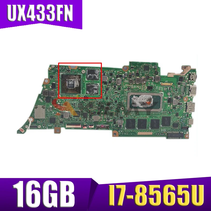 

UX433FN motherboard For ASUS UX433FN UX433F UX433 laptop Mainboard UX433FN mainboard tested W/ 16G/I7-8565U (V2G-GPU）
