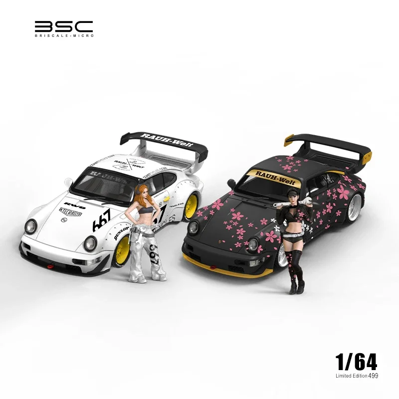 Модель автомобиля BSC 1:64 RWB Sakura Matte Black/White No 667