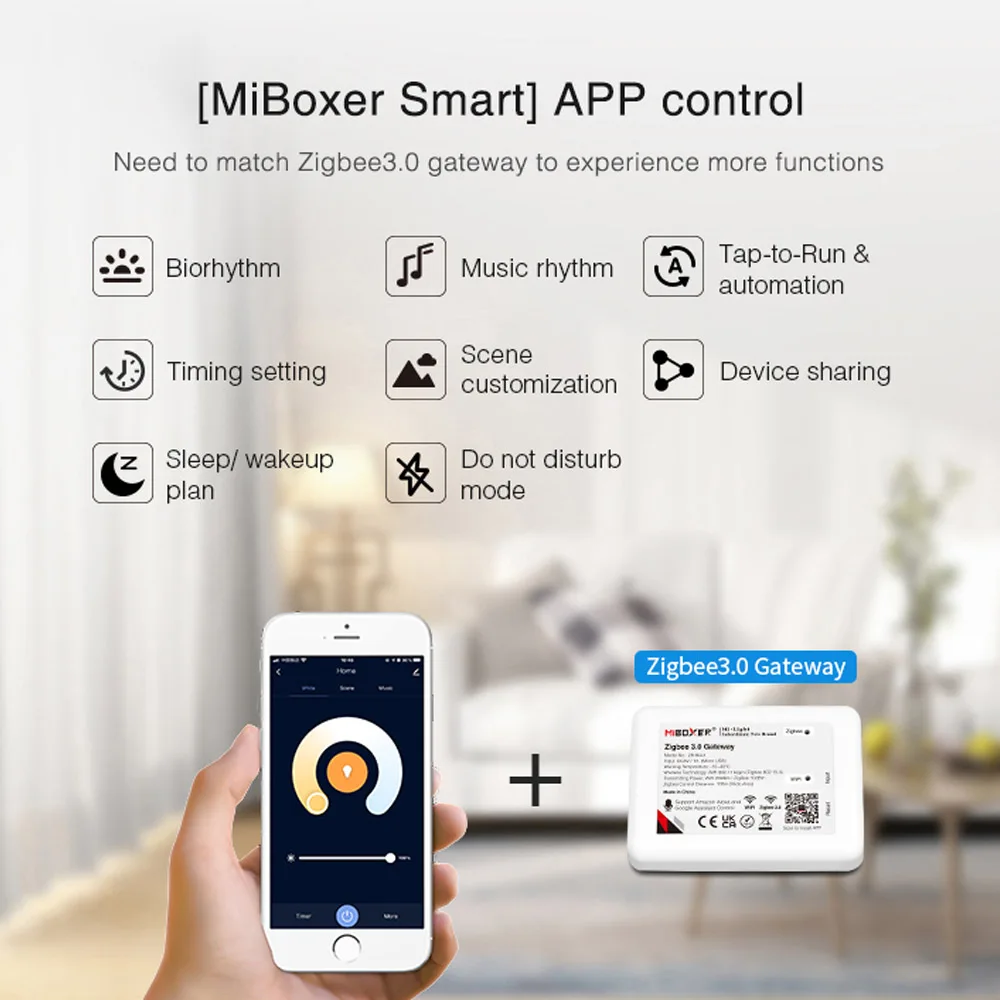Светодиодный контроллер Miboxer Zigbee, лампочка для управления через приложение, работает с таймером, 5 В (art.: 3920c15ebd7ed) - 3920c15ebd7ed