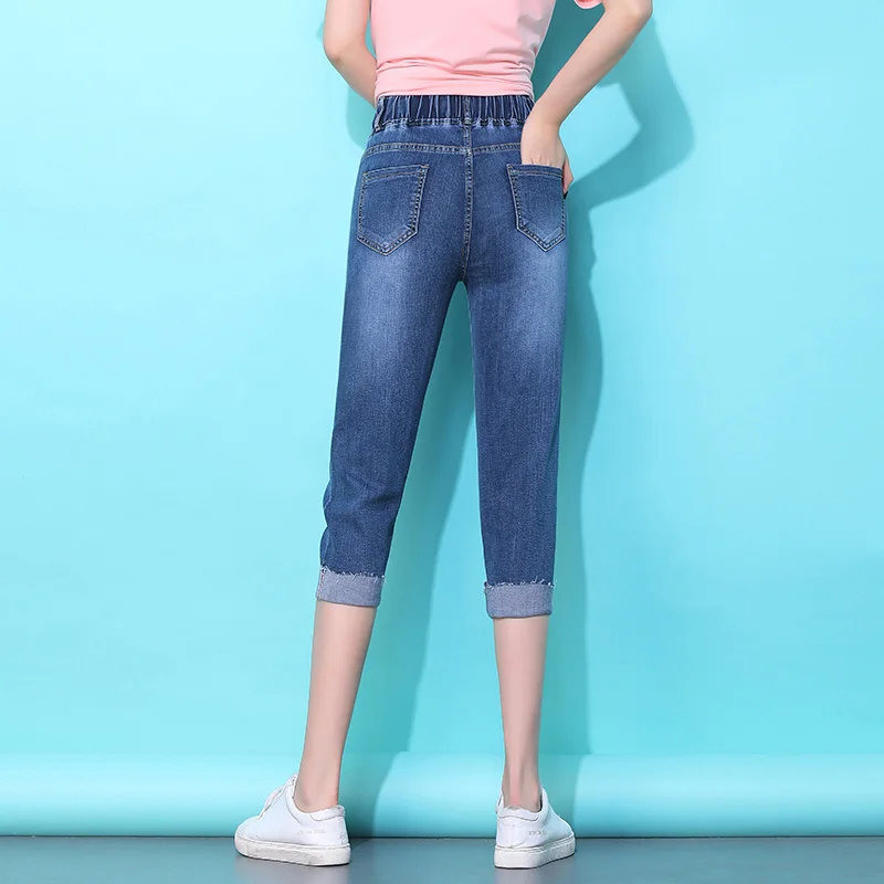 

Высококачественные Бриджи 2023 Новые повседневные Универсальные женские джинсовые капри в уличном стиле эластичные джинсы ретро одежда