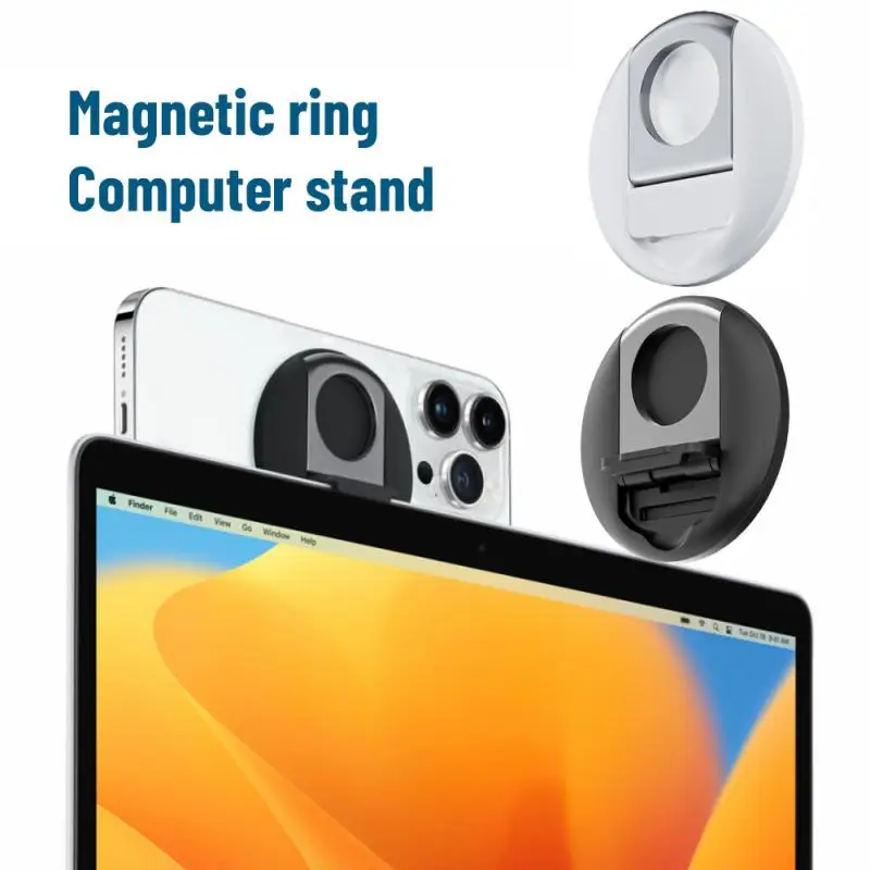 

Magnetic Mobile Phone Holder For MacBook For MagSafe IPhone 14 13 12 IOS 16 Continuity Camera Mount Round Ring Support Kickstand