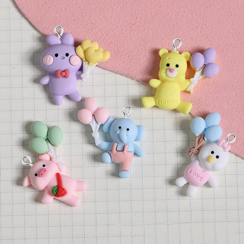 

10Pcs/lot Cartoon Animals Balloon Resin Charms for Jewelry Making DIY Pendants Keychain Earrings Necklace Accessories Scrapbook