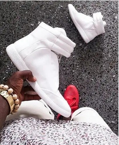 

Autumn Man Casual Shoes Flats New Designer Real Leather Mixed Colors Hook&Loop High Top Man Shoes Dancer