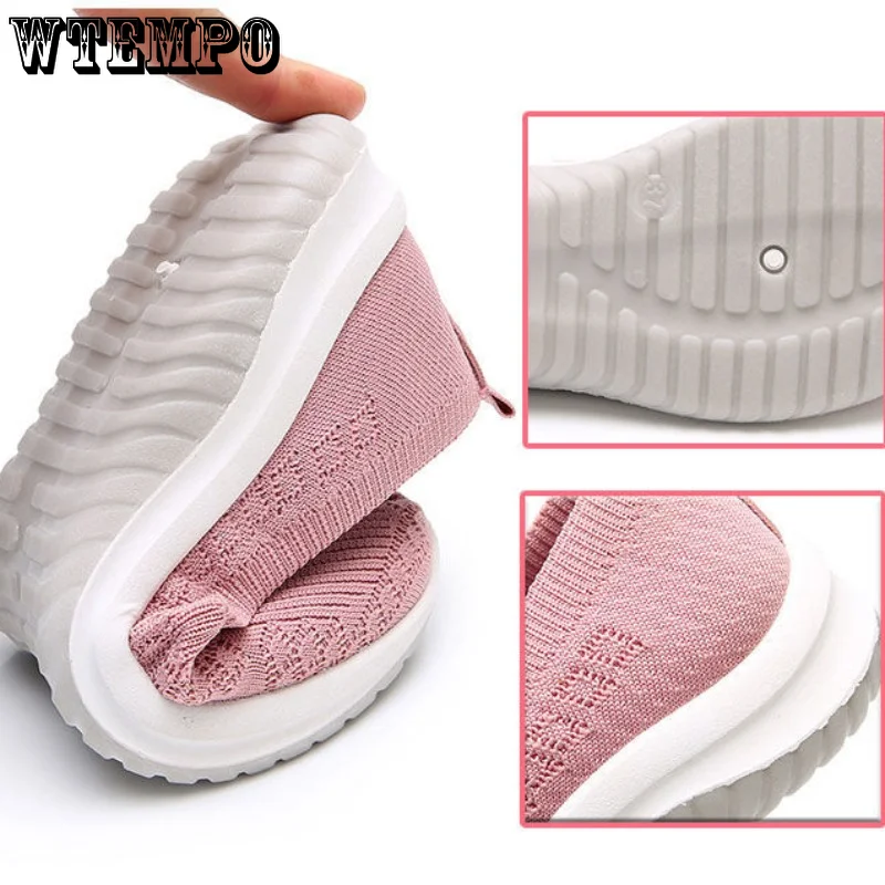 WTEMPO Women Shoes Knitting Sneakers Women Spring Summer Slip on Flat Shoes Women Plus Size Loafers Flats Walking Wholesale