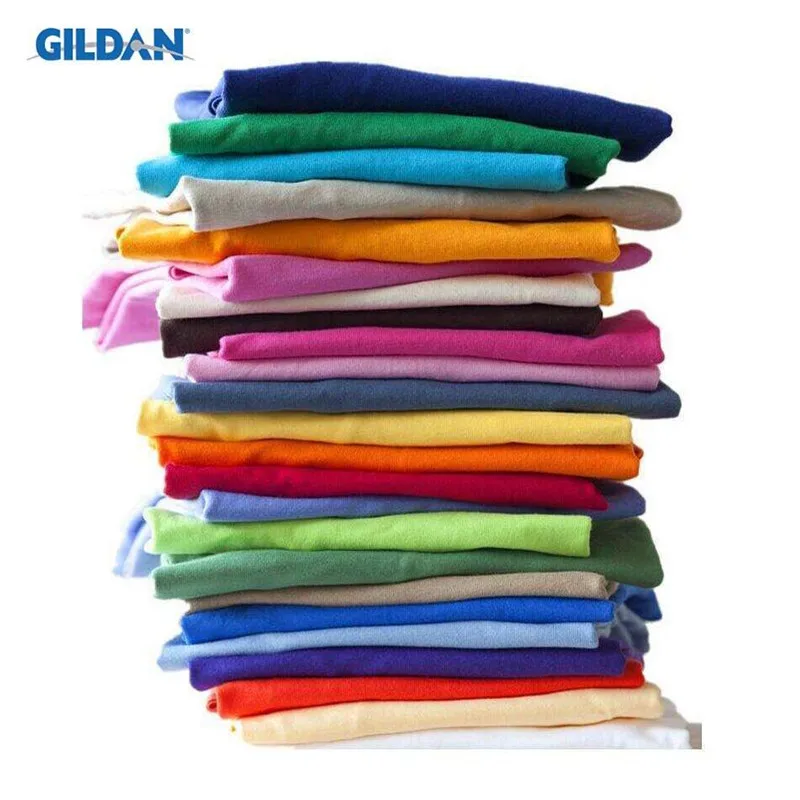 

Летняя женская Футболка Gildan, однотонная облегающая футболка с коротким рукавом, мужской новый топ с круглым вырезом, Базовая футболка, брендовая одежда