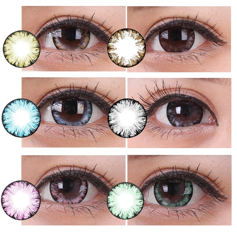 

2pcs Ice Flower Big Eyes Contacts Lenses Colored lentes de contacto Cosmetic Eye Glasses Eyeswear Pupil Color Cosplay Halloween