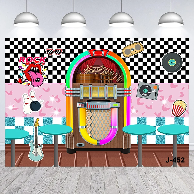 

50s Diner Backdrop 50's Rock and Roll Banner Photography Background 1950s Theme Prom Dancing Disco Birthday Party Decoration