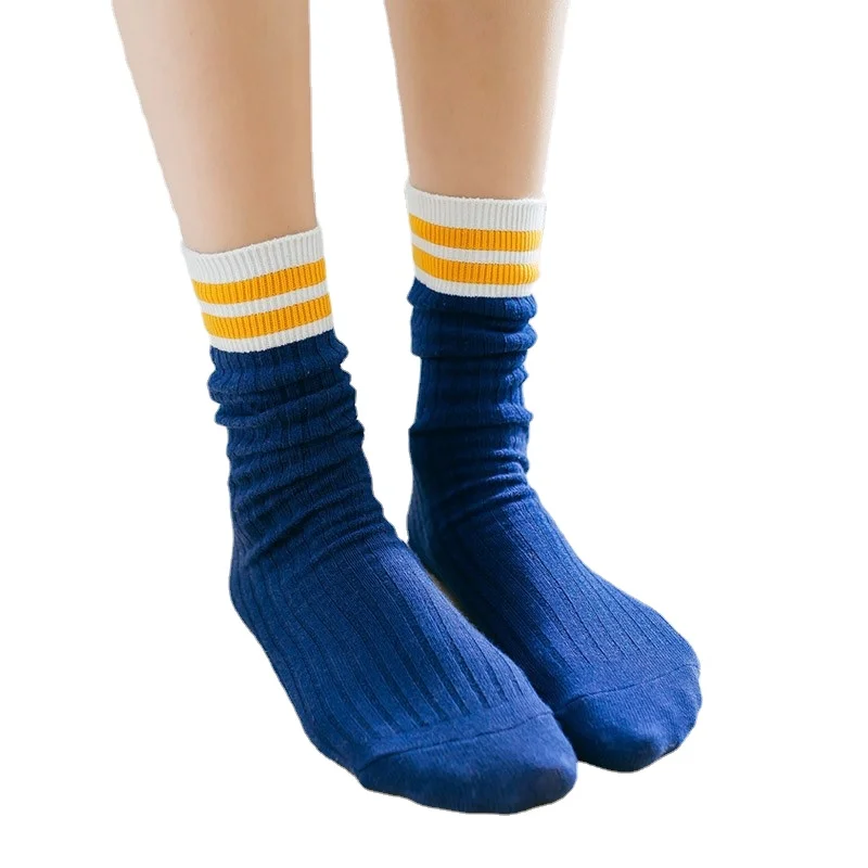 

Women Long Socks Winter Lolita Style Japanese Striped JK Socks Pure Student Women Cotton Socks Harajuku Retro Streetwear Sock