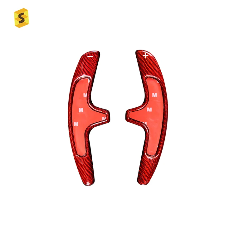 

100% Real Carbon Fiber Car Interior Accessories Cover RED Paddle Shifter Extensions Trim For Porsches 991 Cayman 918 Carrera