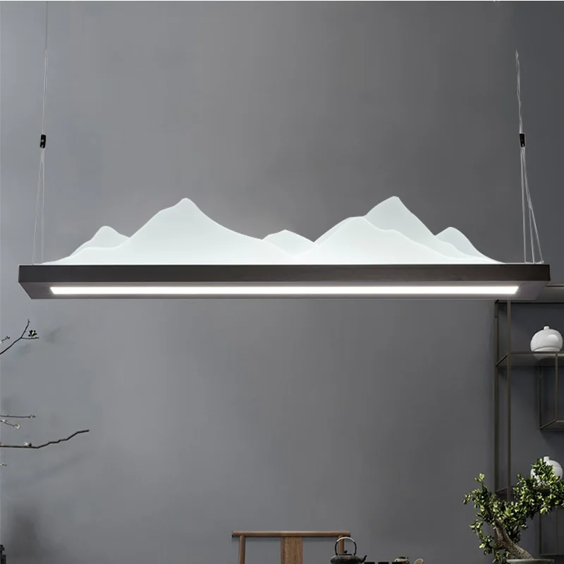 

Современные светодиодные подвесные светильники с регулируемой яркостью для столовой, дизайнерская Светодиодная лампа в стиле снега и гор, ...