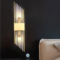 american gold crystal wall lamp modern simple living room bedroom corridor decorative wall lamp led aisle double head wall lamp