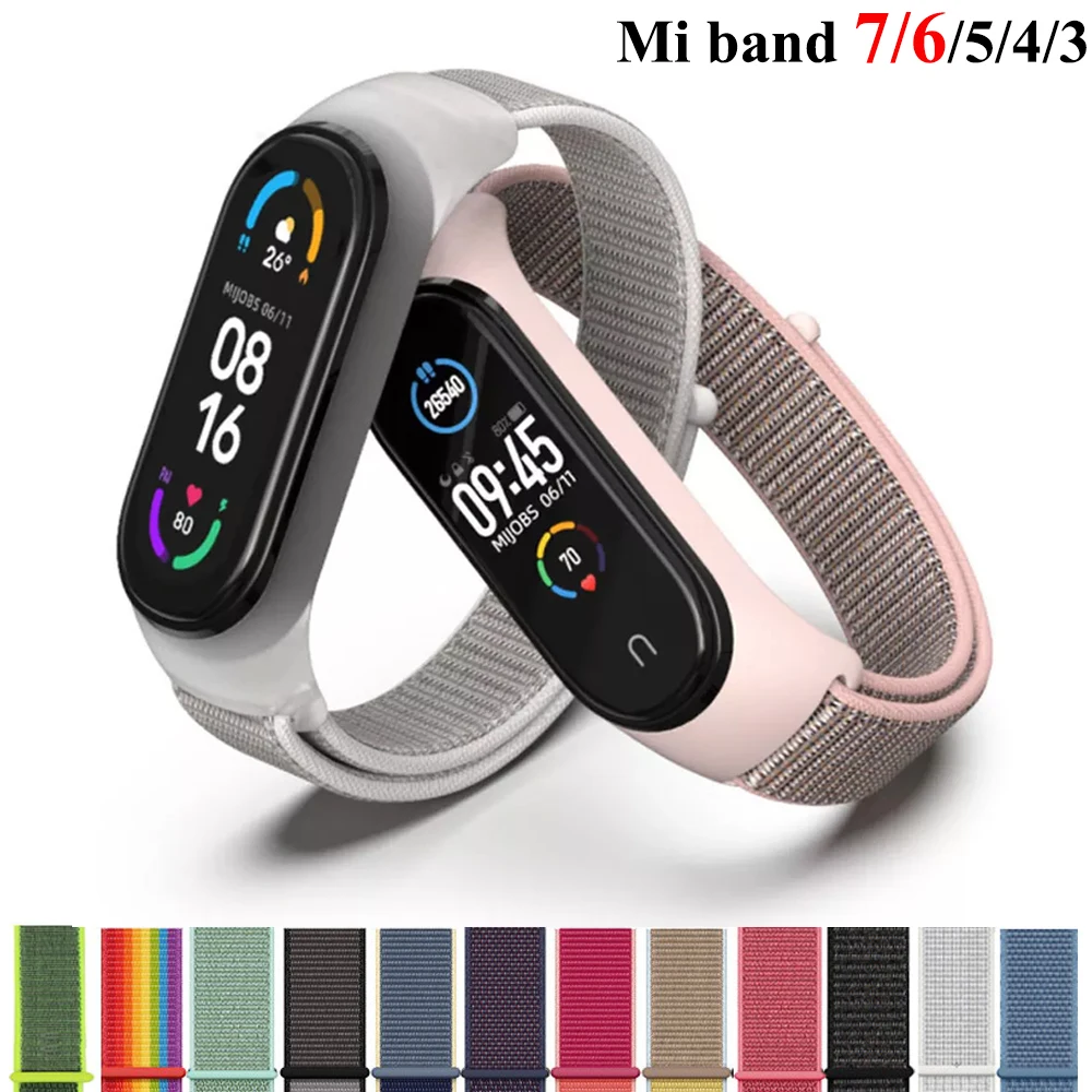 Bracelet for mi band 6 7 Strap Nylon Sport loop watch Belt pulsera correa Mi band 4 Wristband for xiaomi Mi band 5 4 3 Bracelet