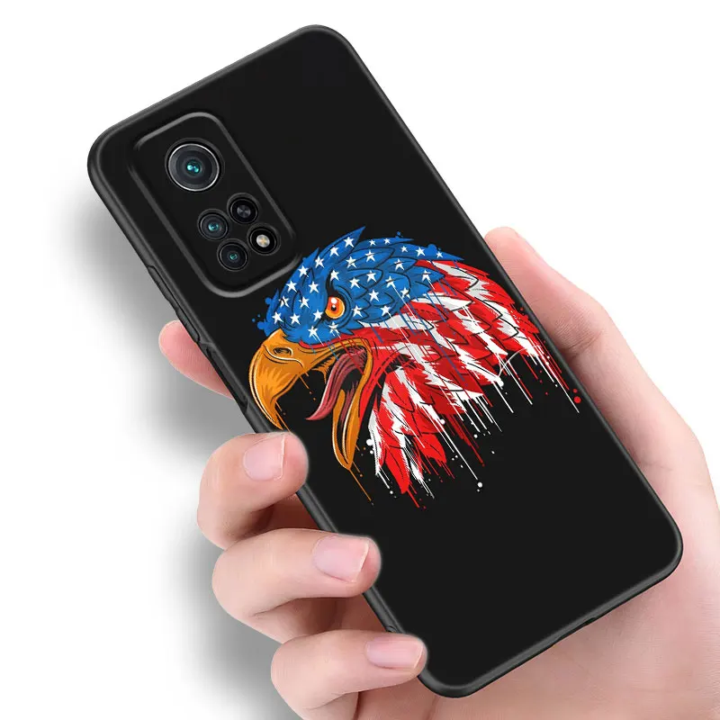 Черный силиконовый чехол с американским флагом для телефона Xiaomi Mi 9 SE 8 10 10T 11 12 13 Lite