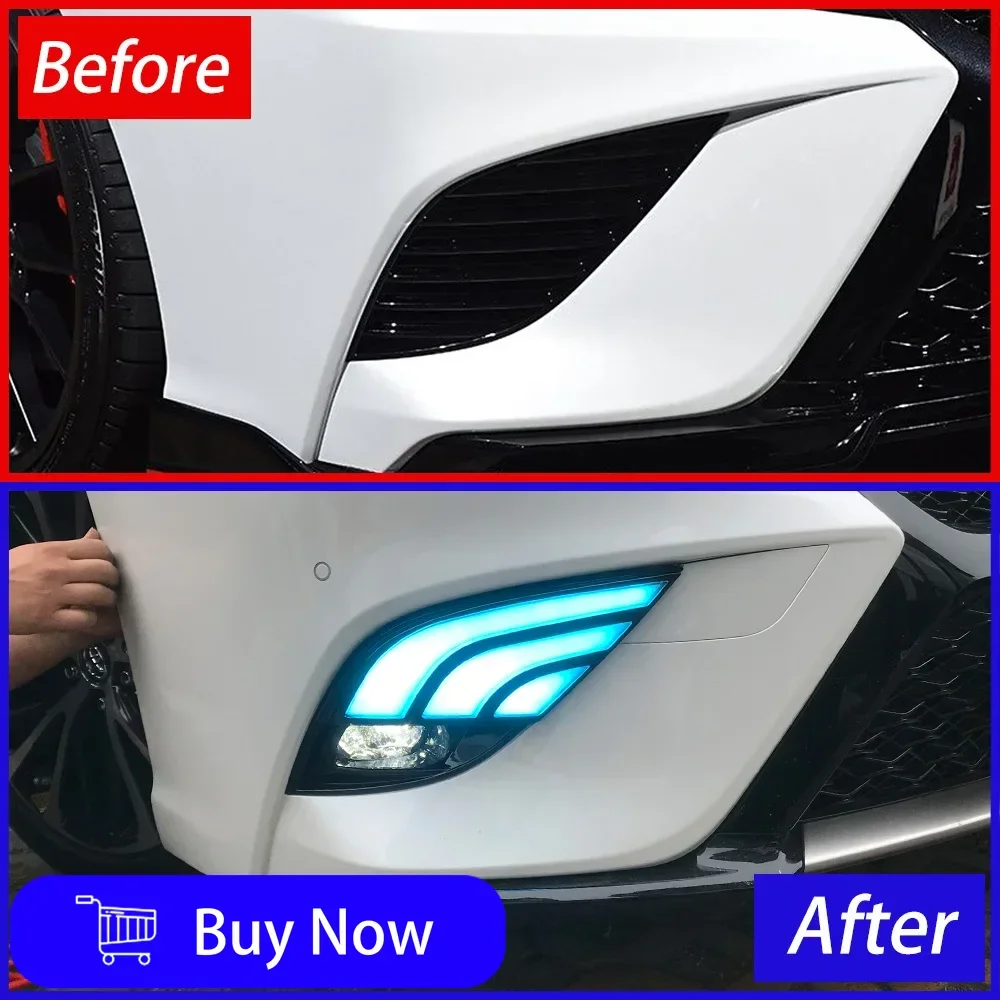 Для Toyota Camry 2018-2019 передний бампер обновленный светодиодный динамический дневный