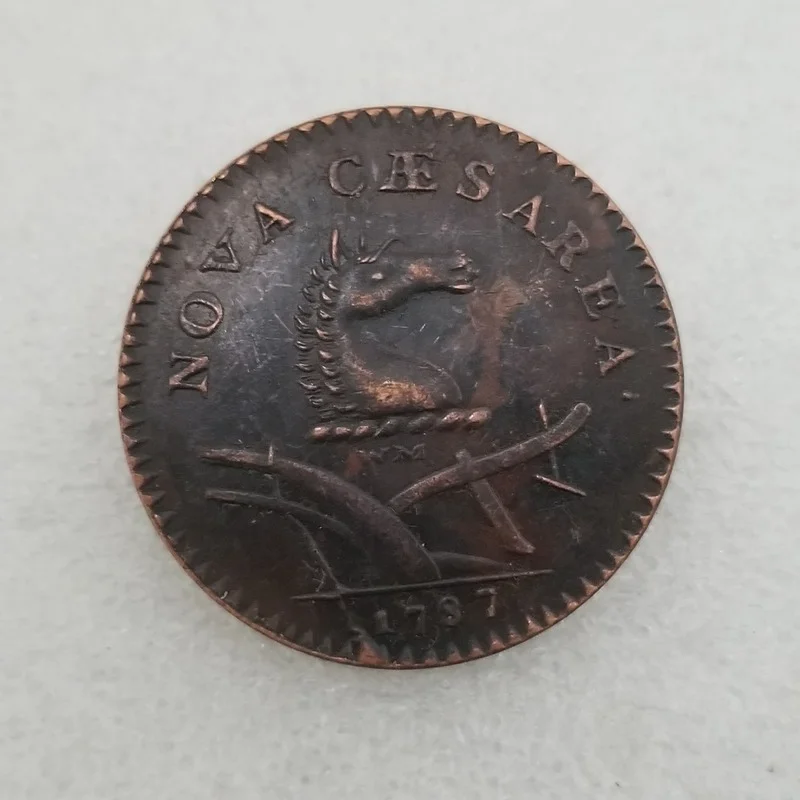 

Antique handicraft American 1787 copper coin silver dollar