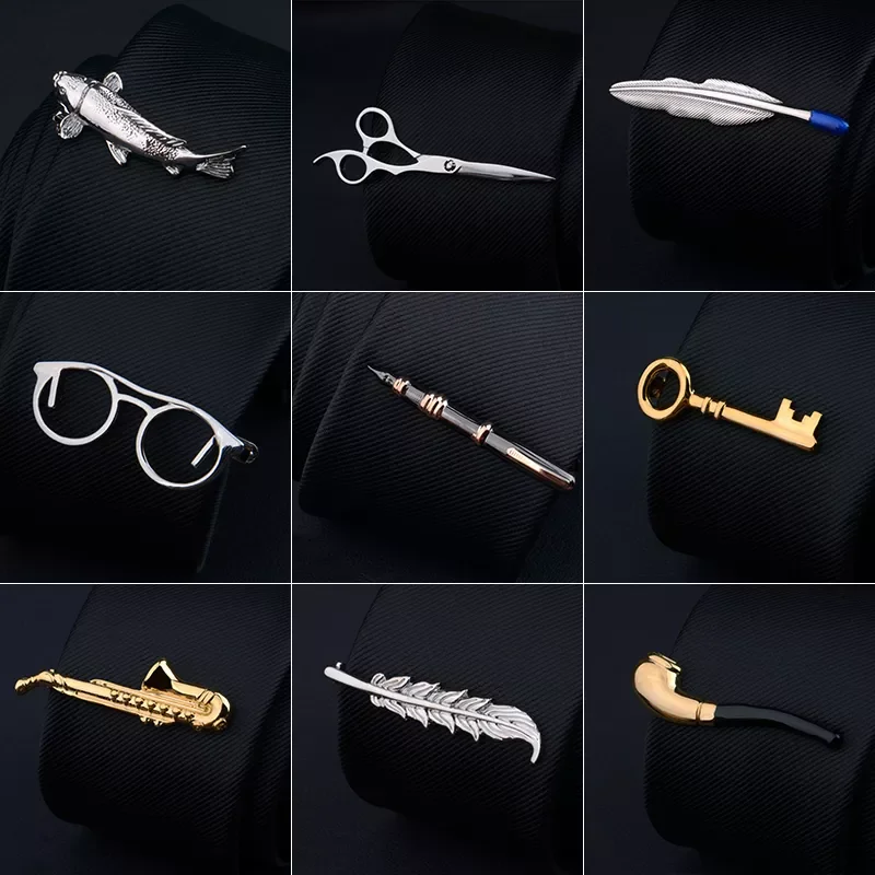 

Creative Metal Necktie Bar Formal Shirt Wedding Ceremony Gold Tie Pin Unisex Party Gifts Fashion Personalized Tie Clips
