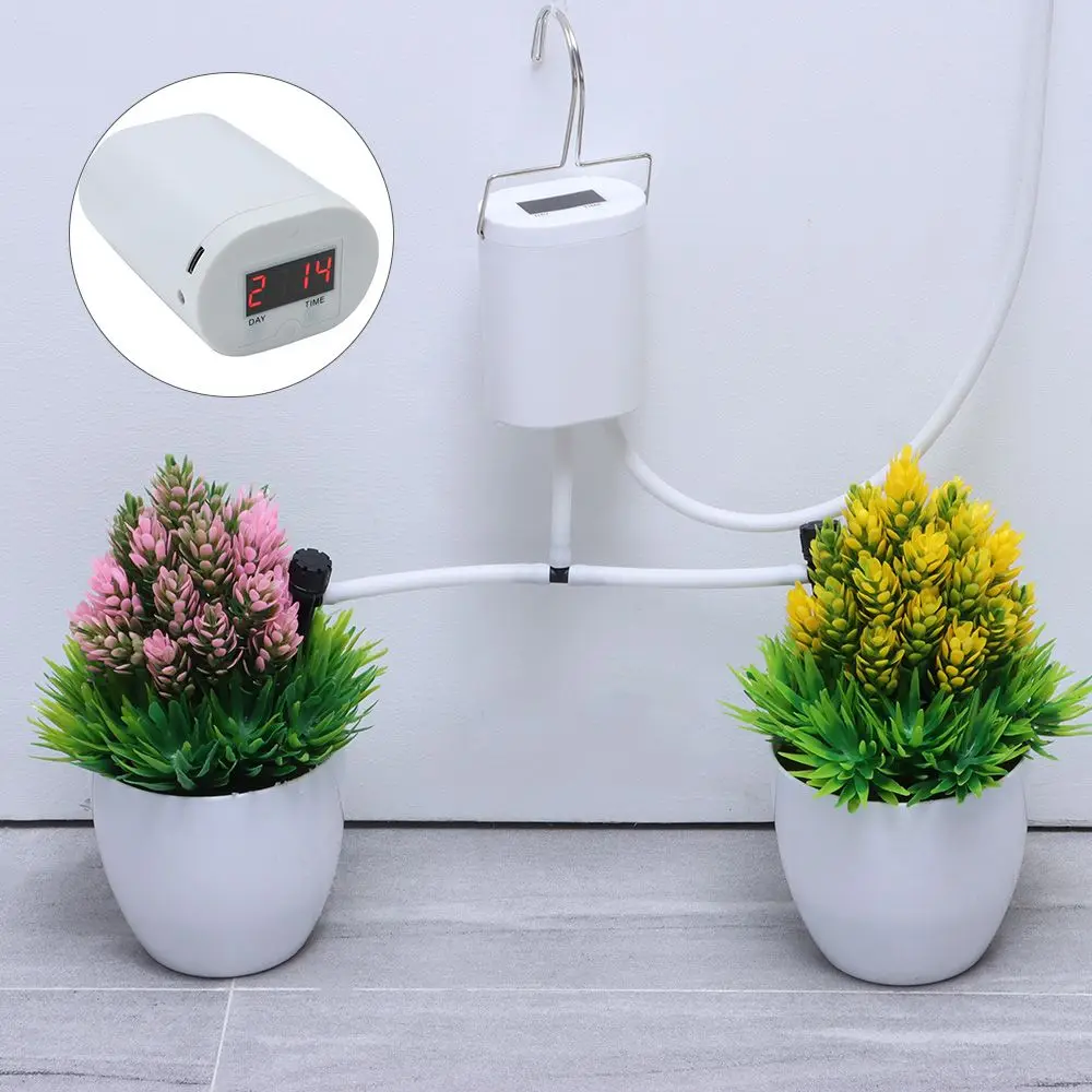 

Home Sprinkler Automatic Programmable Timer Plant Watering System Double Pump Drip Irrigation Kits 8/4/2 Head