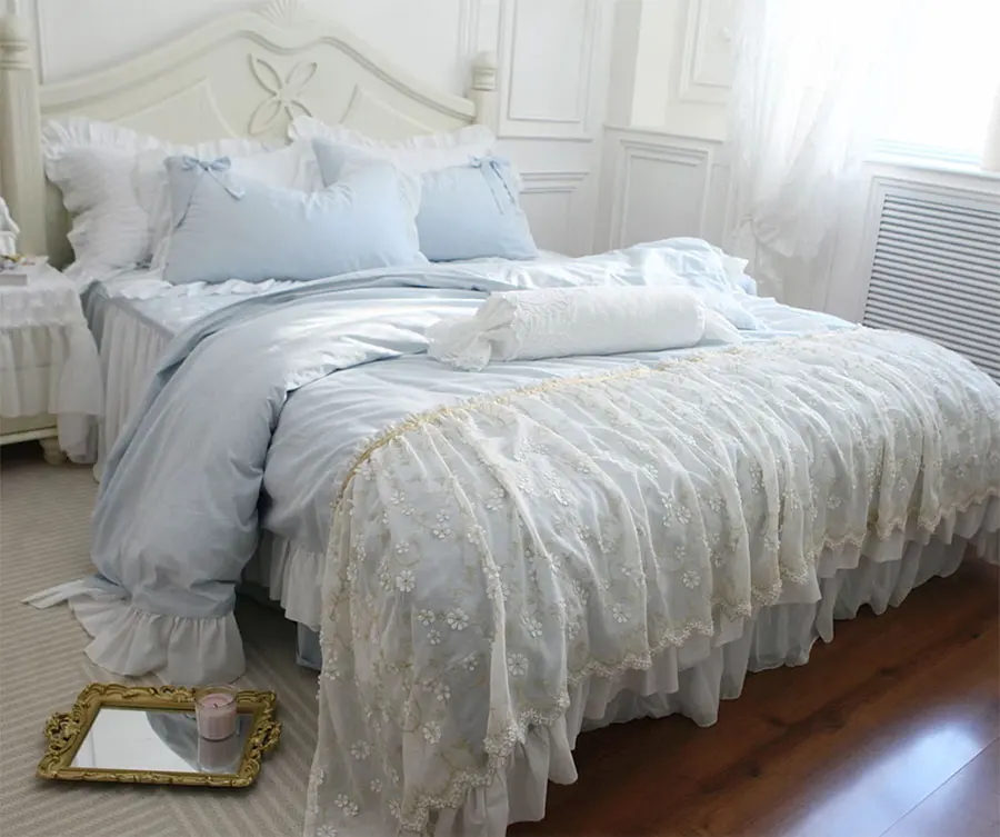 Романтическое сказочное яркое синее искусство вышивка чистый полный