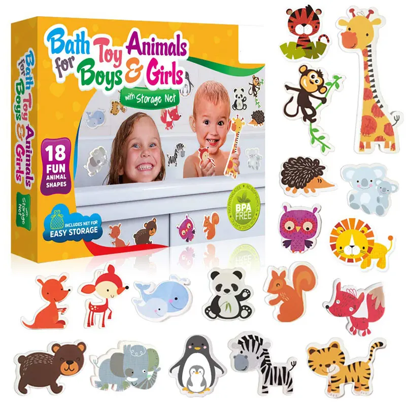

Bath Toys for Toddlers Letter Puzzle Animal Fun Foam Animals with water Game Toy Bag Baby Children's Learning Educational Toys